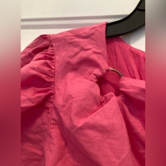 New All About May Linen Pink Cut Out Beach Vacation Party Y2K Summer Maxi Dress - Picture 3 of 9